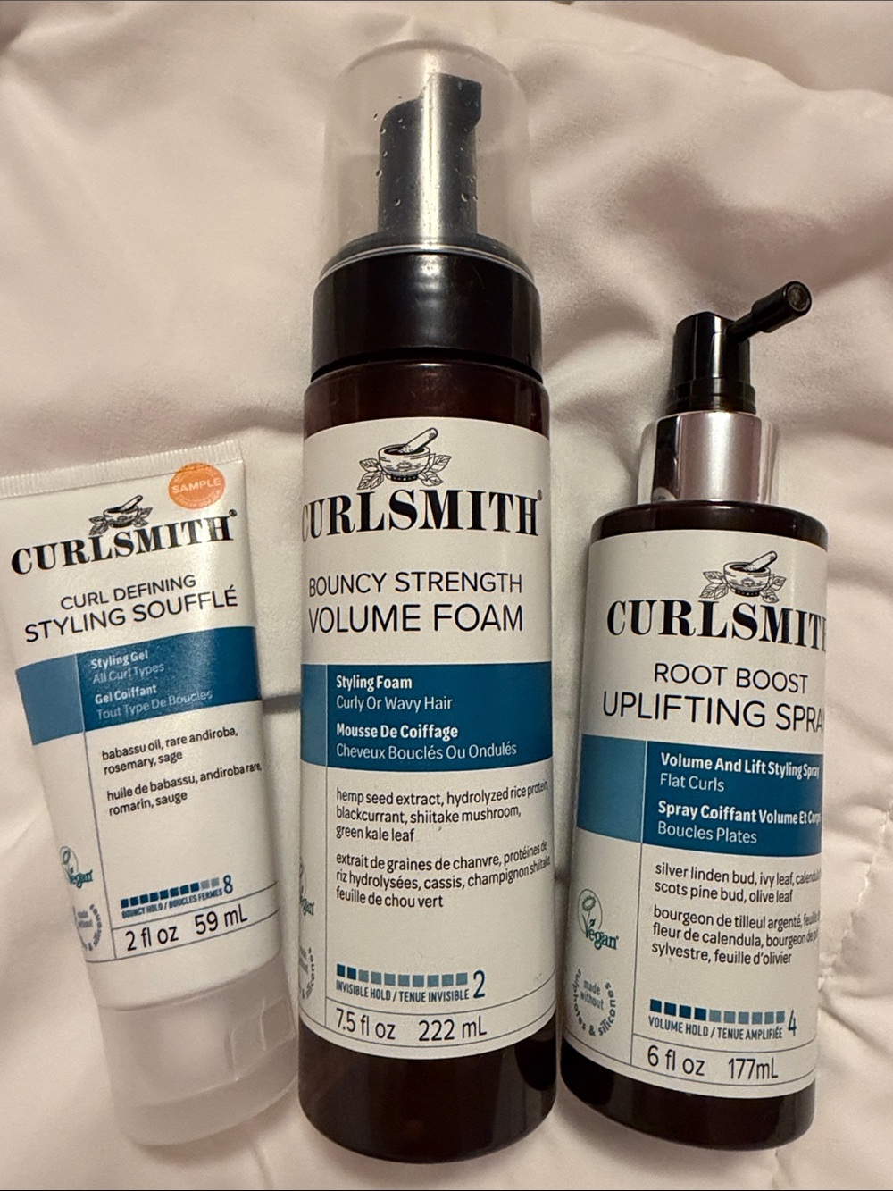 Curlsmith Bouncy Volume Foam Root Boost Uplifting Spray and Styling Soufflé Trio